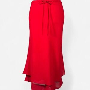 Vintage 90s Whimsigoth Red Midi Skirt, By lollol, Size XL